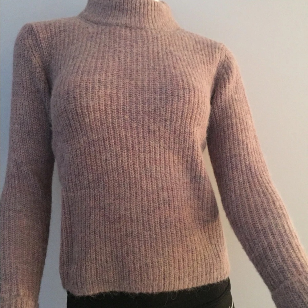 Topshop Pink Turtleneck Sweater with Ribbed Knit